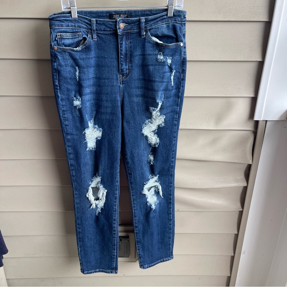 Judy Blue Stretch Distressed Jeans Women’s Size 11/30 High‎ Rise Skinny Denim